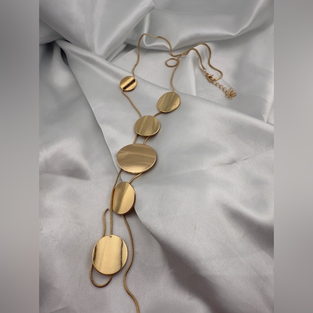 Adjustable Gold Color Round Statement Necklace - image 6